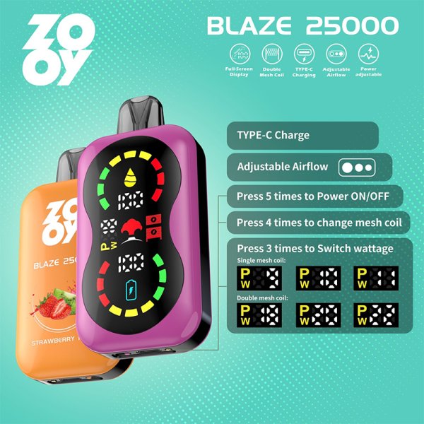 Zooy Blaze 25000 Puff 25k Disposable Vape Electronic Cigarette - Zooy 25000