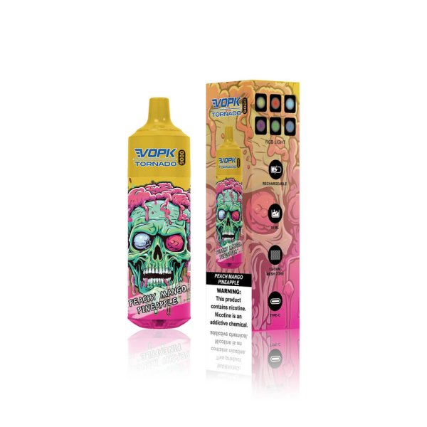 VOPK TORNADO 9000 puff disposable vape peachy mango pineapple