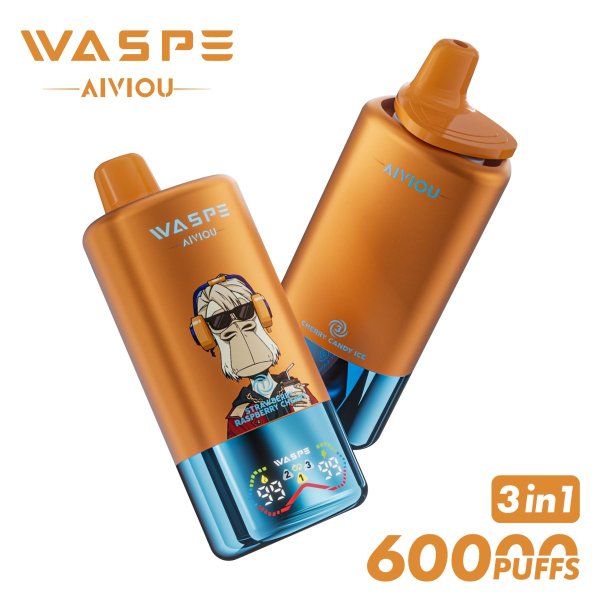 WASPE 60k puff 3 in 1 Triple flavors disposable vape strawberry raspberry cherry & love 666 &cherry candy ice