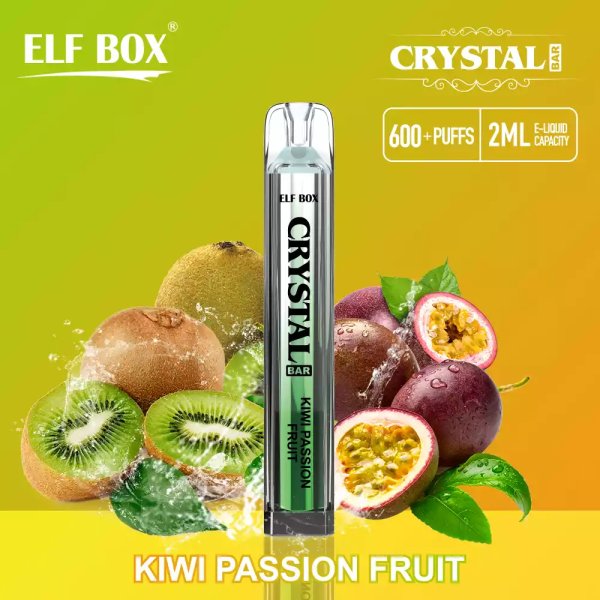 Elf Box Crystal Bar 600 Puffs disposable vape Kiwi Passion Fruit