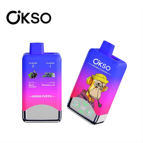 Okso Double Flavors 60k Puffs 2 in 1 Twins DIsposable vape Black Currant & Blueberry Ice